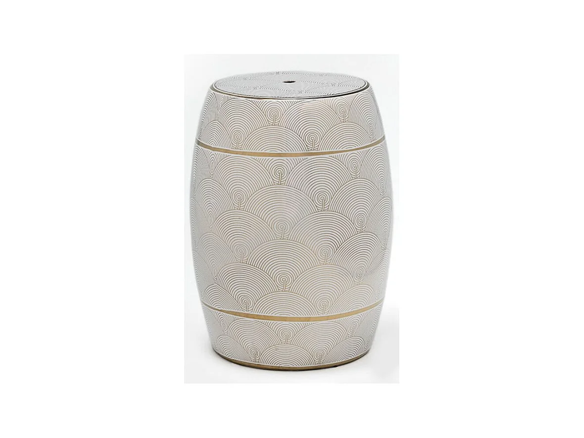 Tabouret bas rond céramique blanc D 32cm