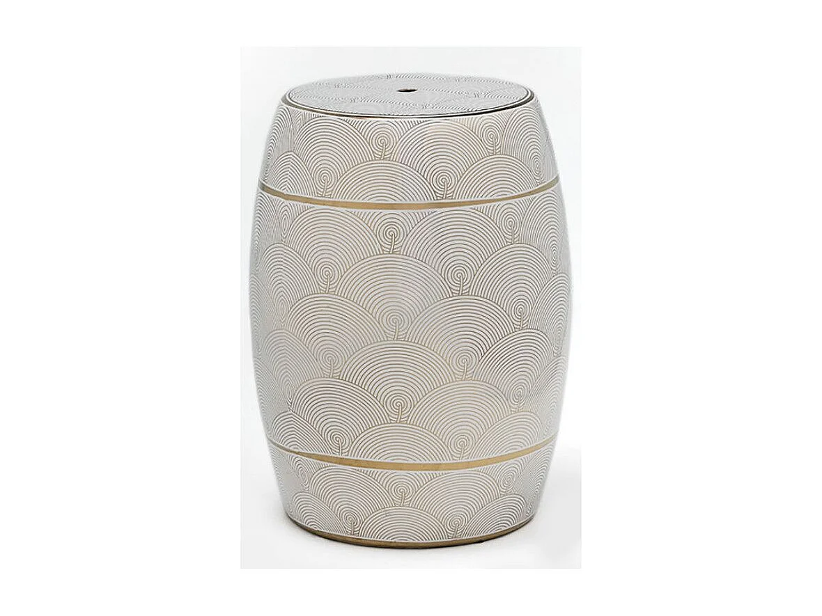 Tabouret bas rond céramique blanc D 32cm