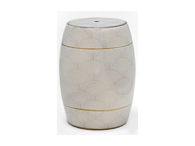 Tabouret bas rond céramique blanc D 32cm