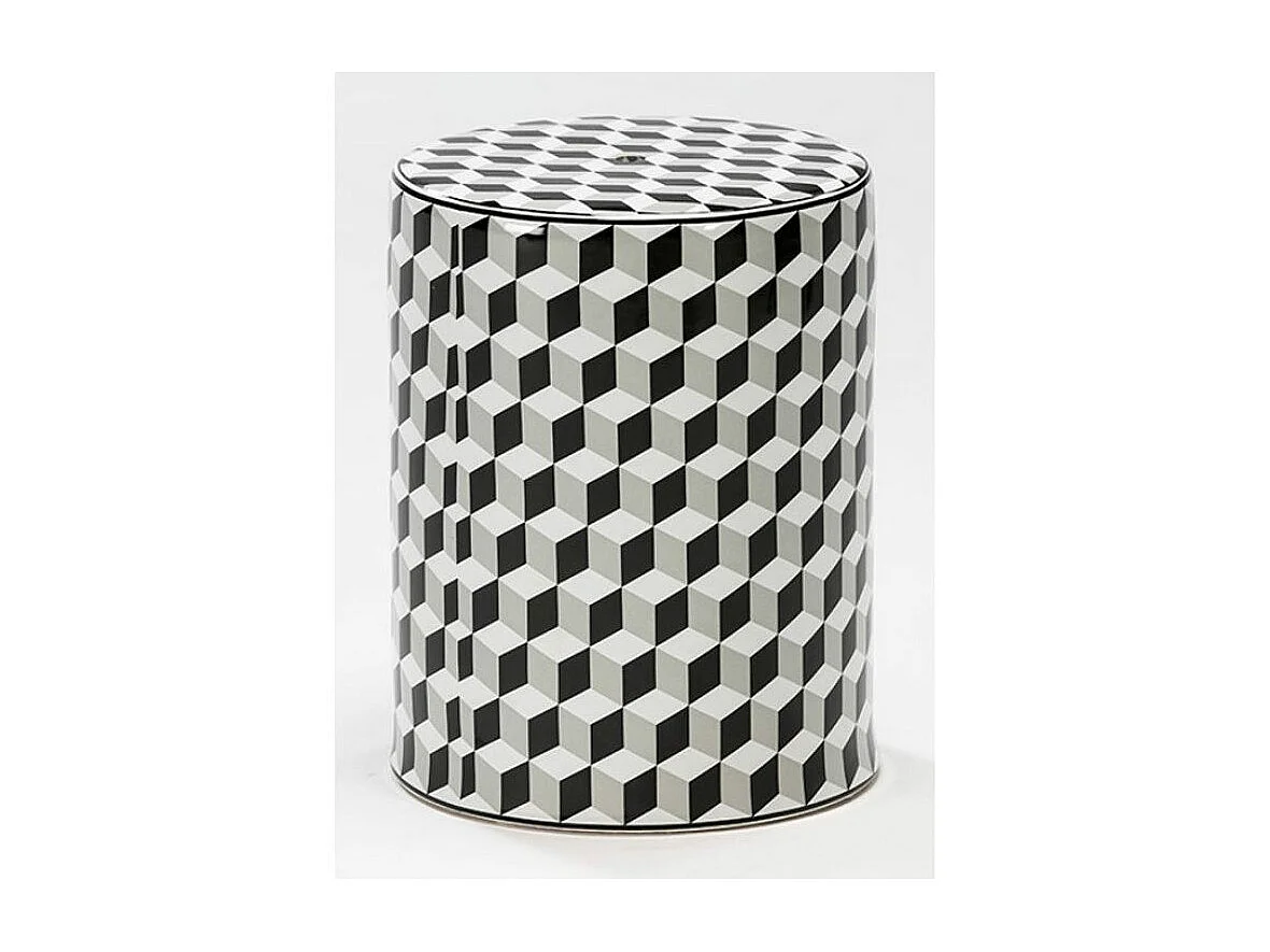 Tabouret bas rond céramique motif mosaïque