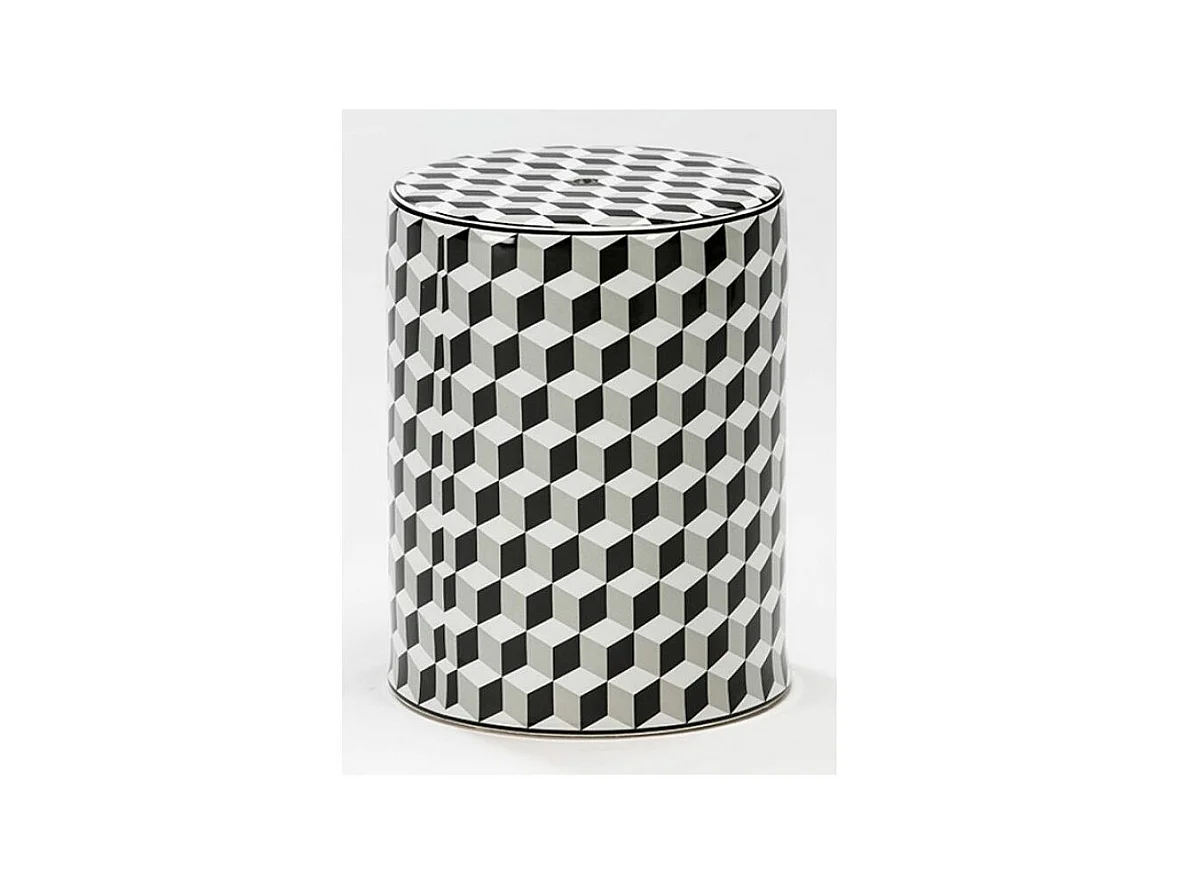Tabouret bas rond céramique motif mosaïque