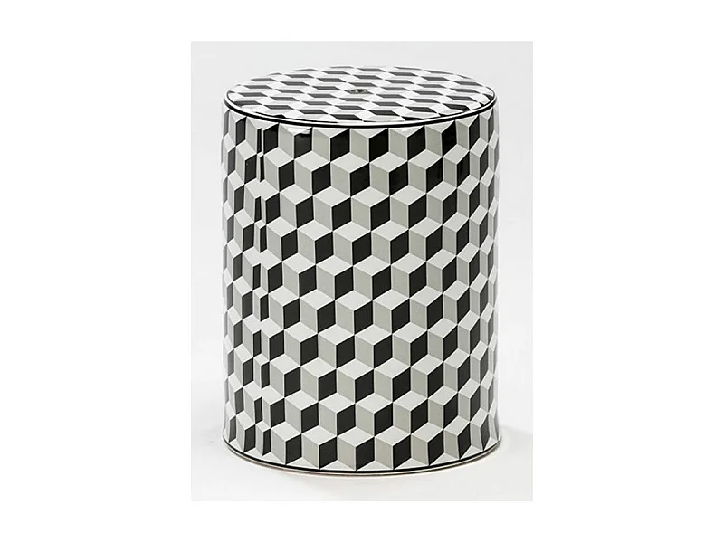 Tabouret bas rond céramique motif mosaïque