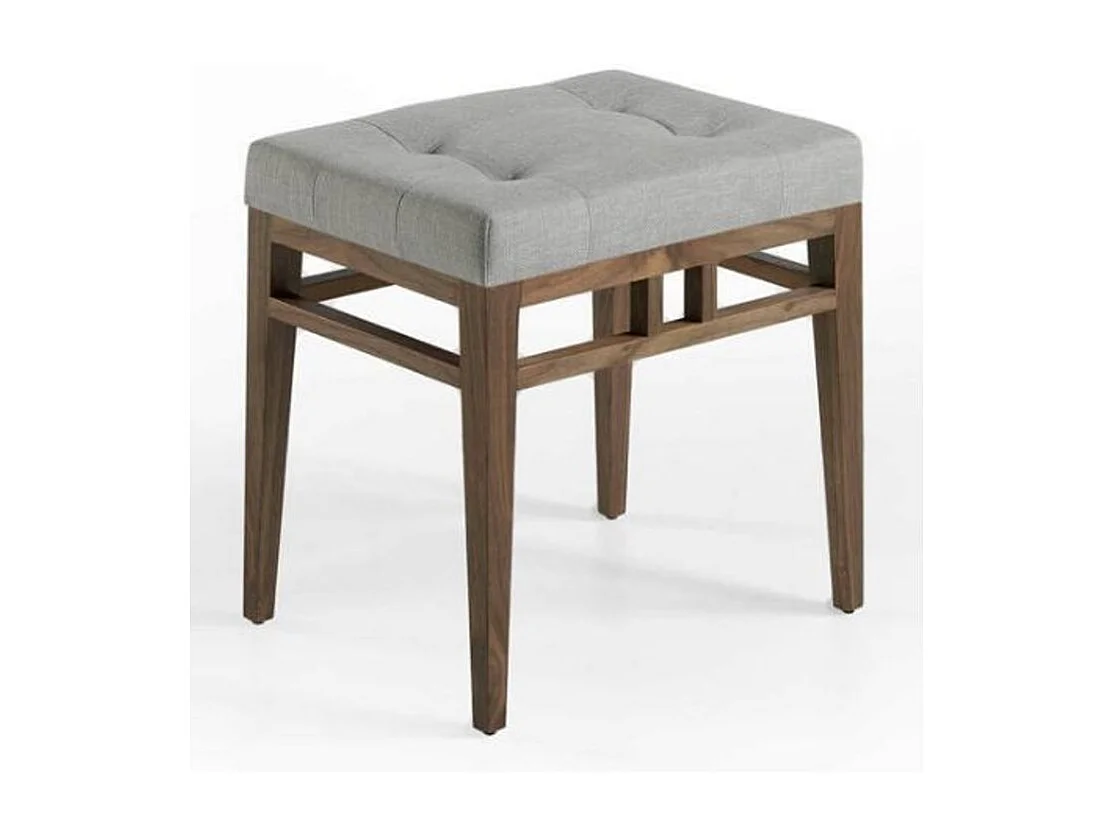 Tabouret capitonné tissu et pieds bois plaqué noyer Panagagora-Couleur DUO 01