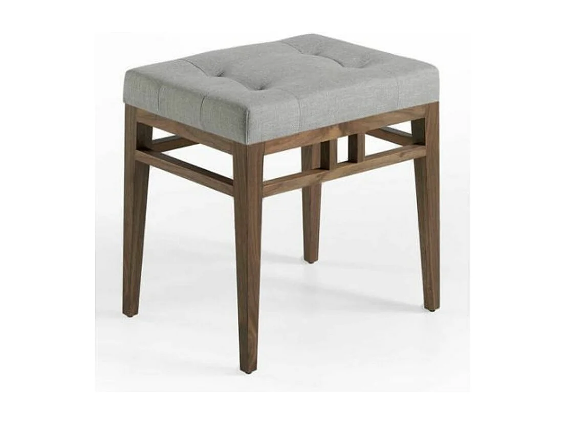 Tabouret capitonné tissu et pieds bois plaqué noyer Panagagora-Couleur DUO 51