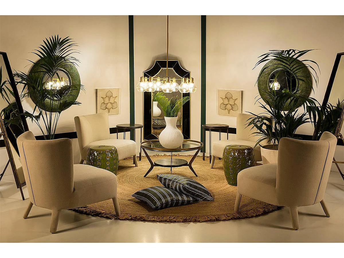 Spiegel op glas en goudmetalen pootjes Kili