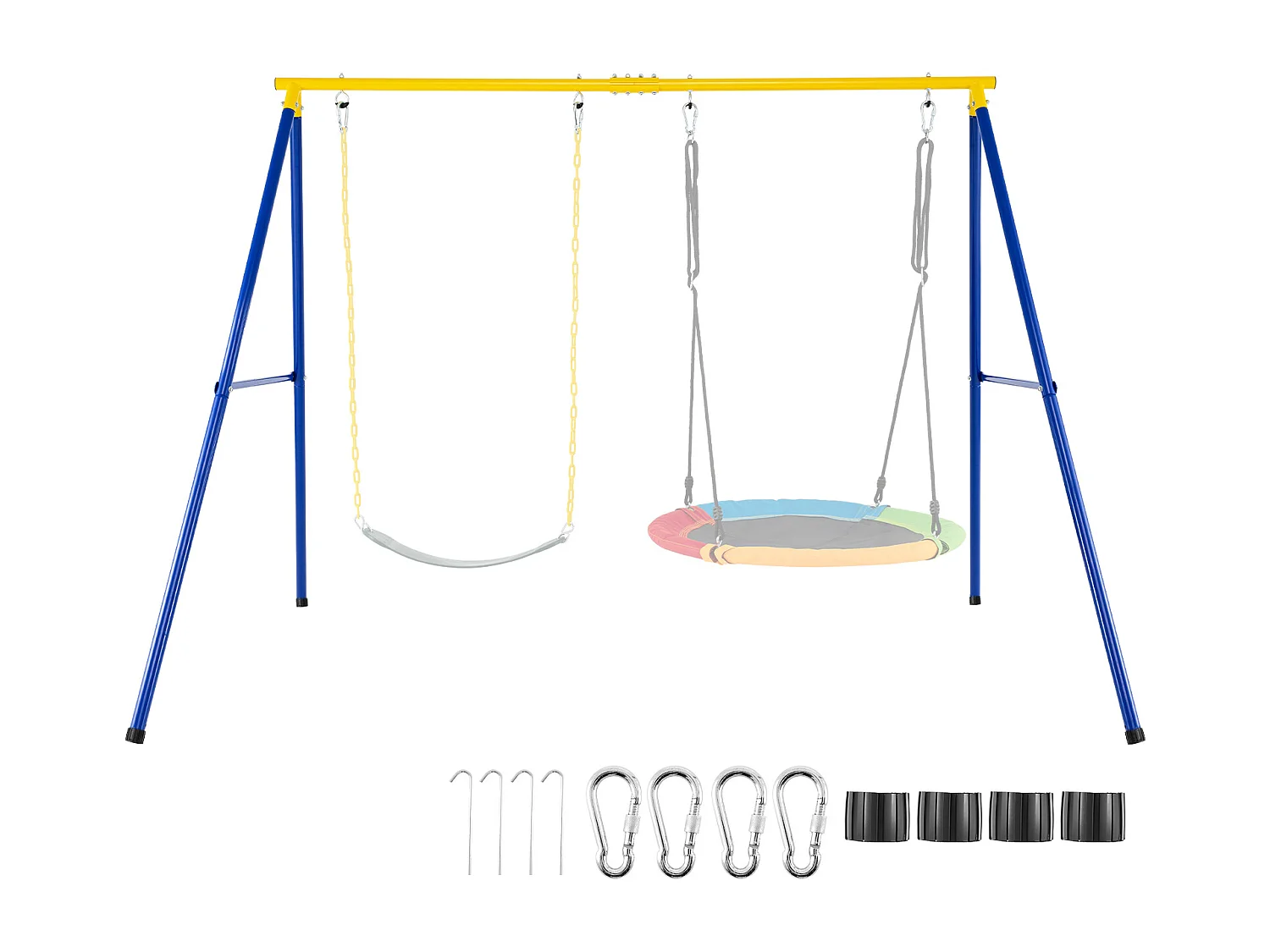 Schaukelgestell, Schaukelgerüst aus Metall bis 300 kg belastbar, Schaukel Gestell mit Bodenanker, Rutschfester Fußkappe ZB32747