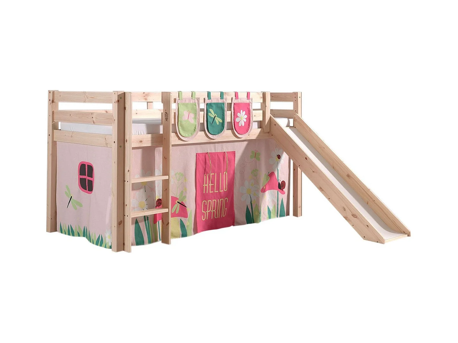 Pack - Lit Enfant Toboggan, Tente & 3 Pochettes "Pino Spring" Naturel