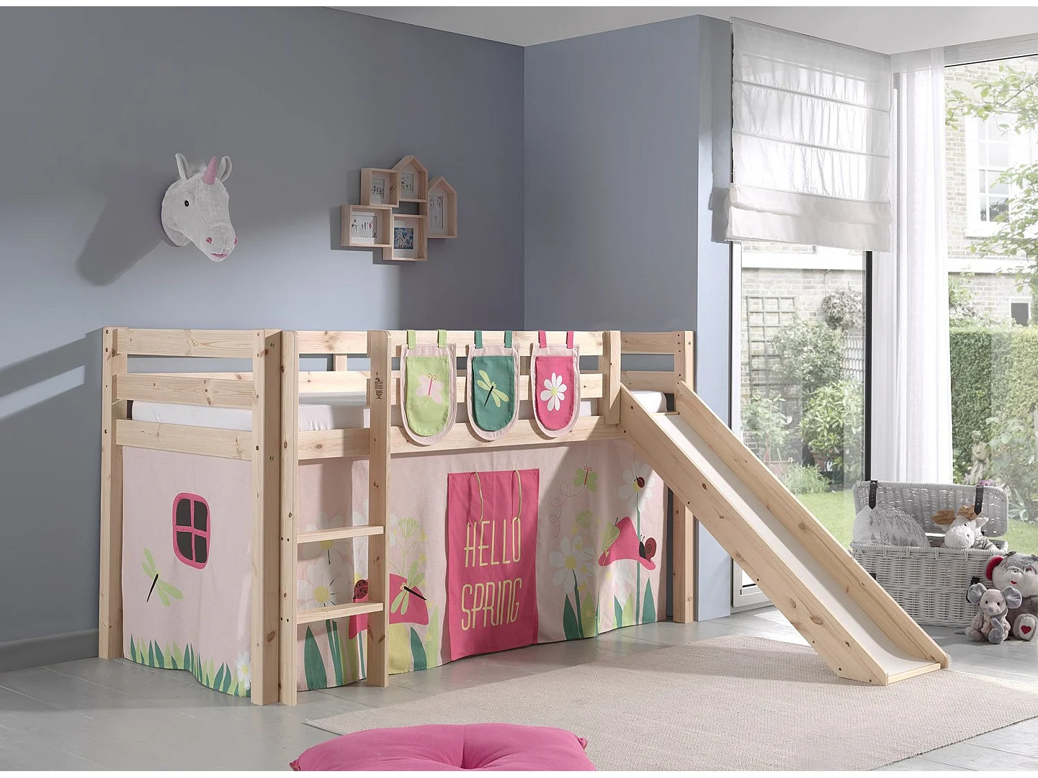 Pack - Lit Enfant Toboggan, Tente & 3 Pochettes "Pino Spring" Naturel