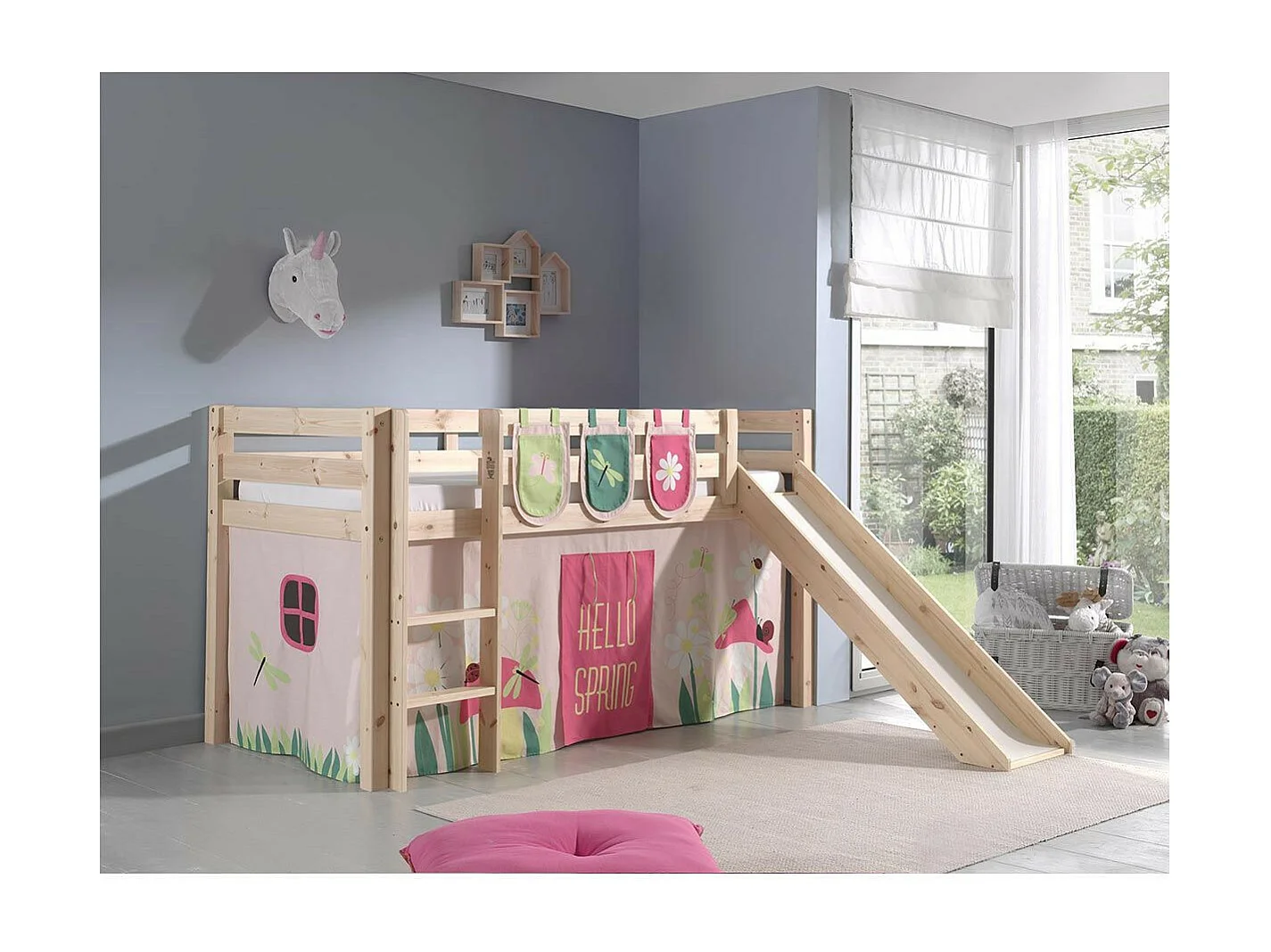 Pack - Lit Enfant Toboggan, Tente & 3 Pochettes "Pino Spring" Naturel