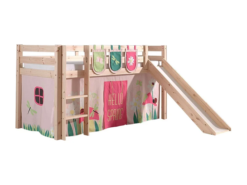 Pack - Lit Enfant Toboggan, Tente & 3 Pochettes "Pino Spring" Naturel