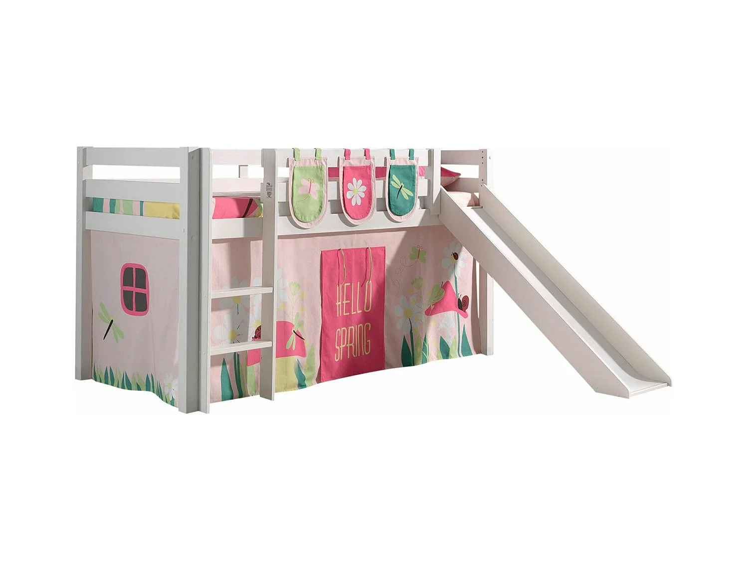 Pack - Lit Enfant Toboggan, Tente & 3 Pochettes "Pino Spring" Blanc