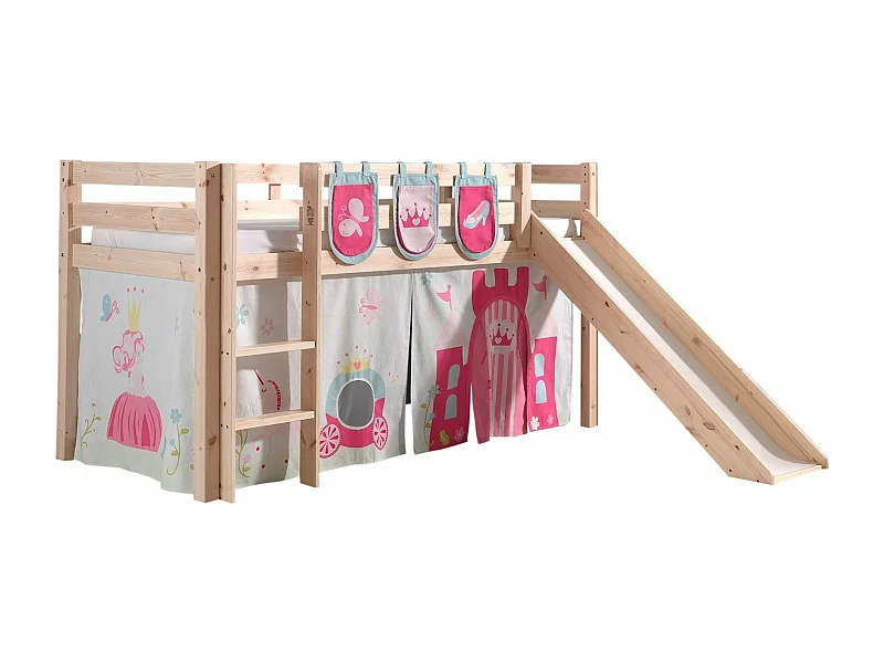 Pack - Lit Enfant Toboggan, Tente & 3 Pochettes "Pino Princesse" Naturel