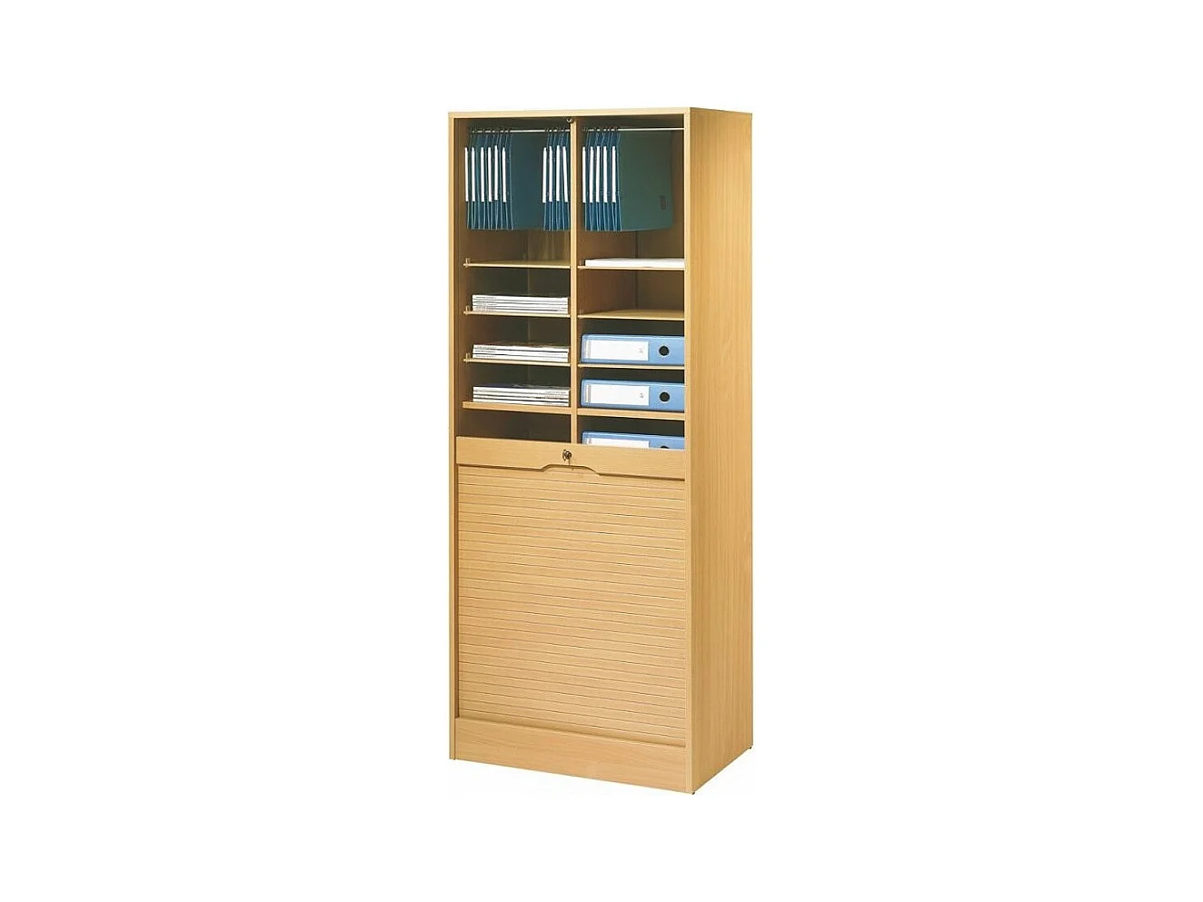 Armoire de bureau à rideau large bois clair Office 172cm