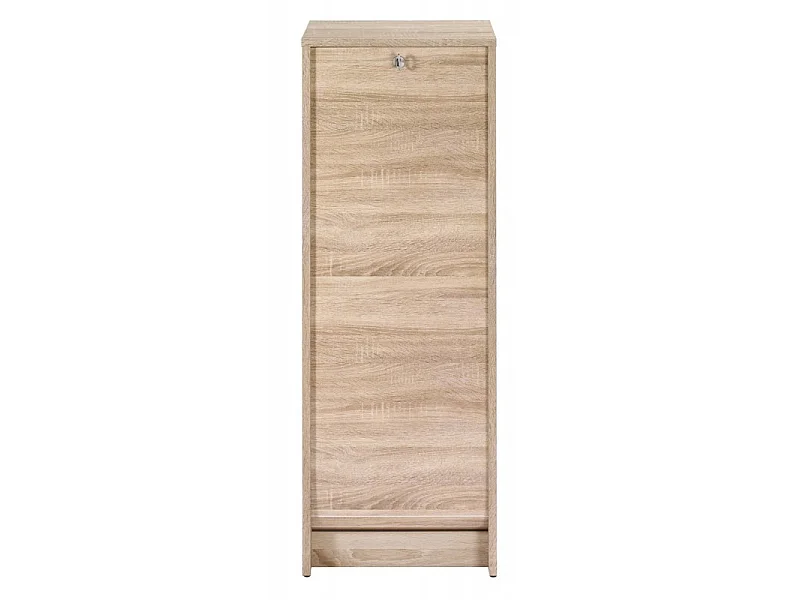 Classeur à rideau chêne clair BOSTA 104cm – Meuble de rangement sécurisé 5 niches avec serrure-Façade Impression cabine London