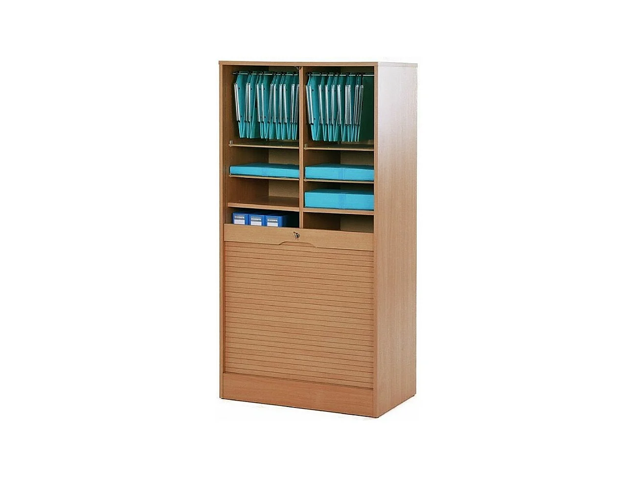 Classeur à rideau large bois clair Office 140cm