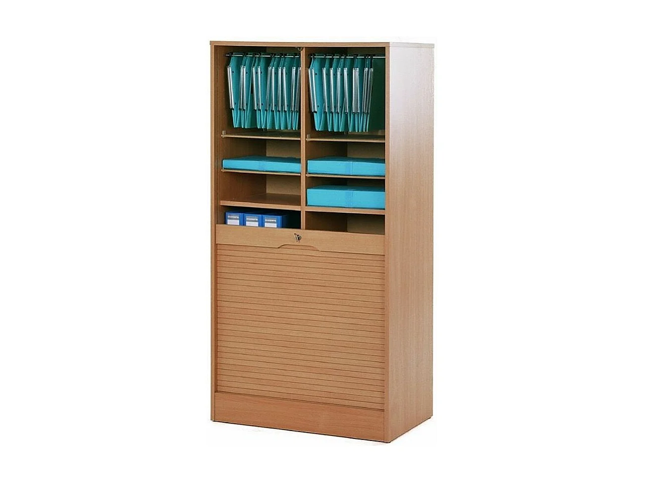 Classeur à rideau large bois clair Office 140cm