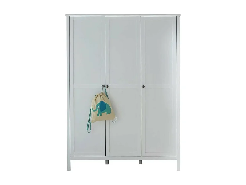 Armoire enfant 3 portes mélaminé blanc Leone