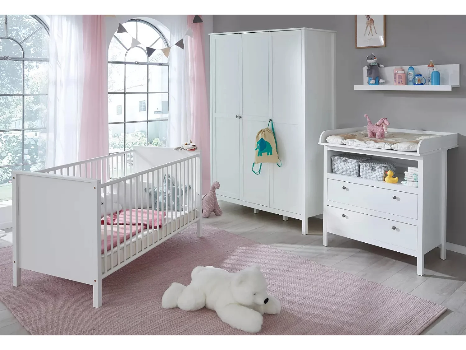 Armoire enfant 3 portes mélaminé blanc Leone