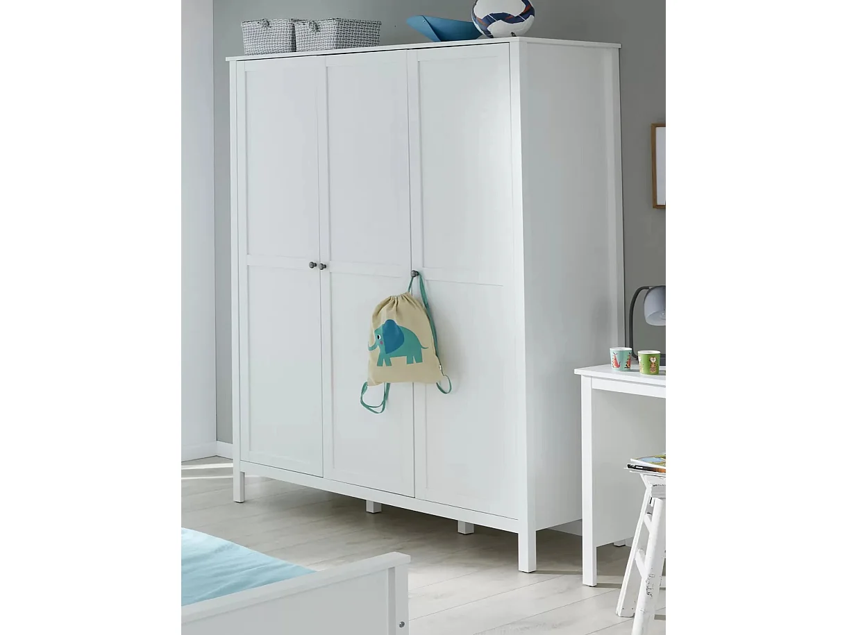 Armoire enfant 3 portes mélaminé blanc Leone