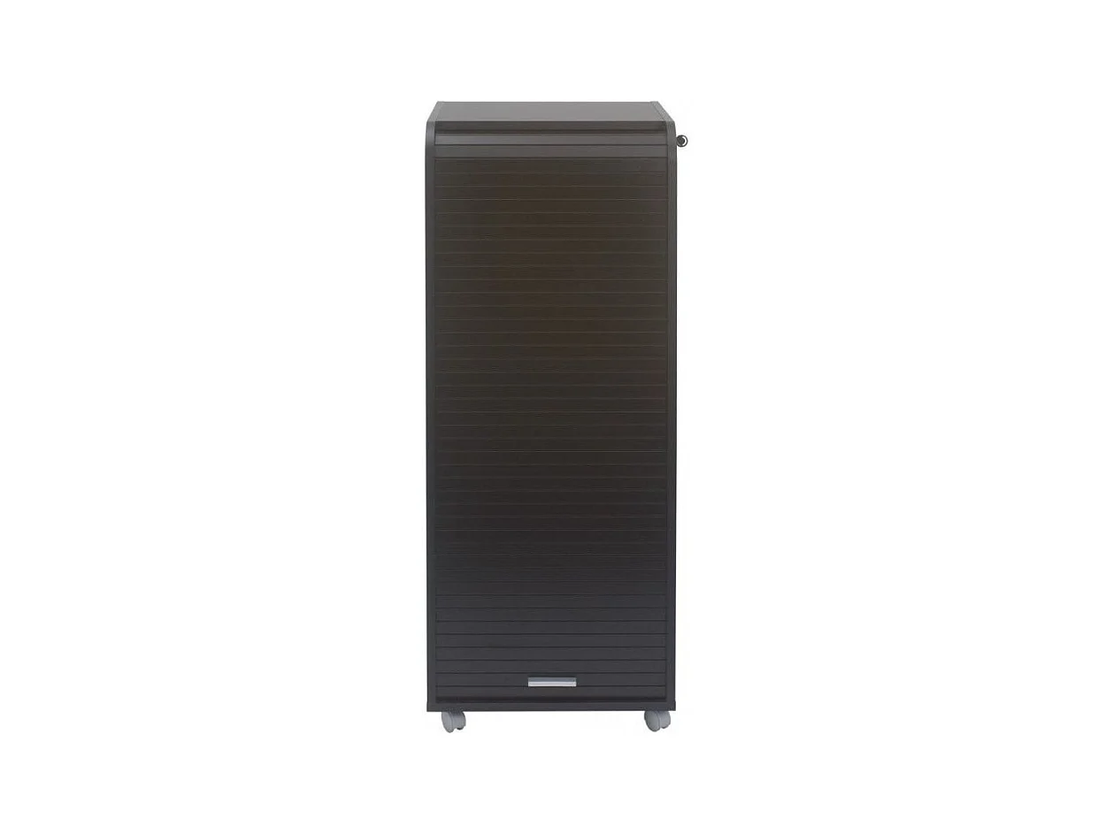 Grand caisson à rideau sur roulettes 3 tiroirs noir Orga 108cm