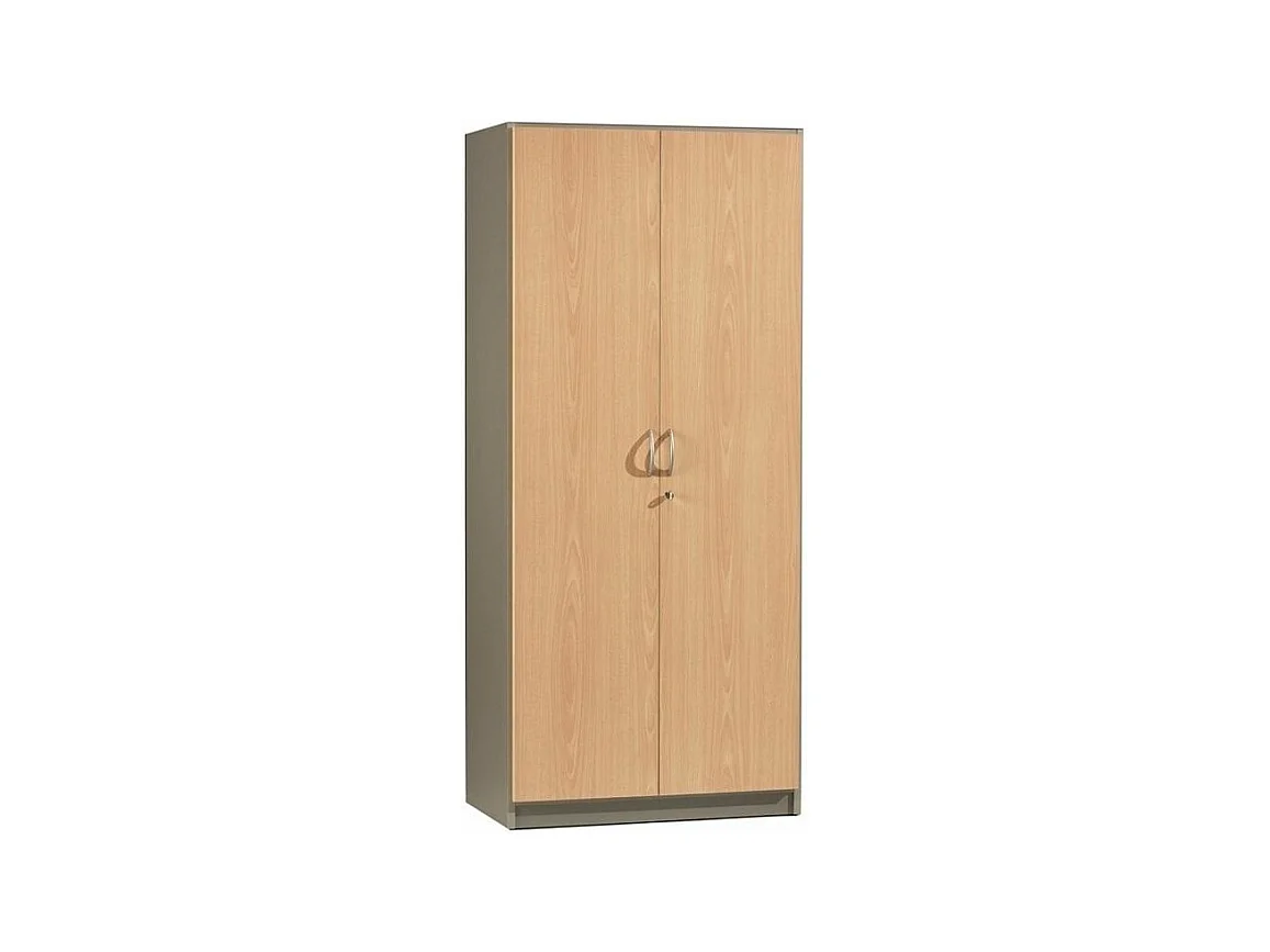 Armoire de bureau 2 portes hêtre clair et gris Wirma