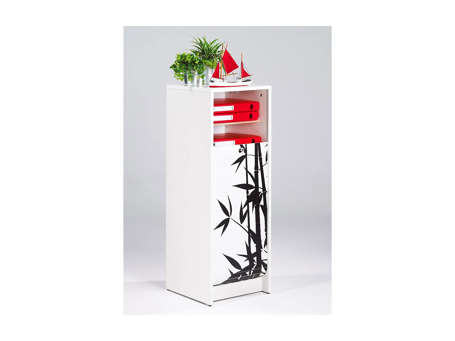 Classeur à rideau blanc imprimé bambous Boost