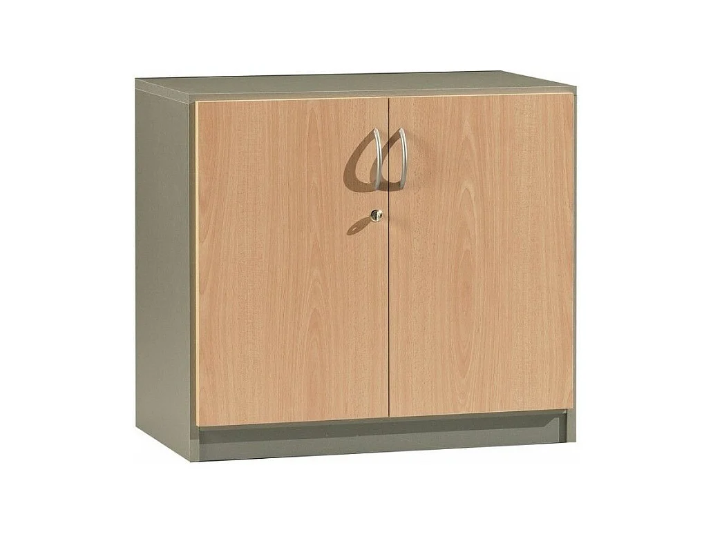 Meuble de bureau 2 portes hêtre clair et gris Wirma
