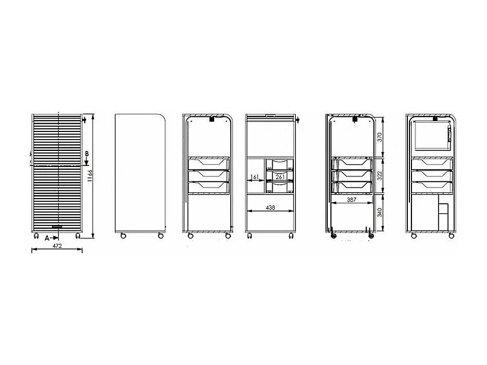 Grote gordijnkast met 3 laden in licht hout Orga 108 cm