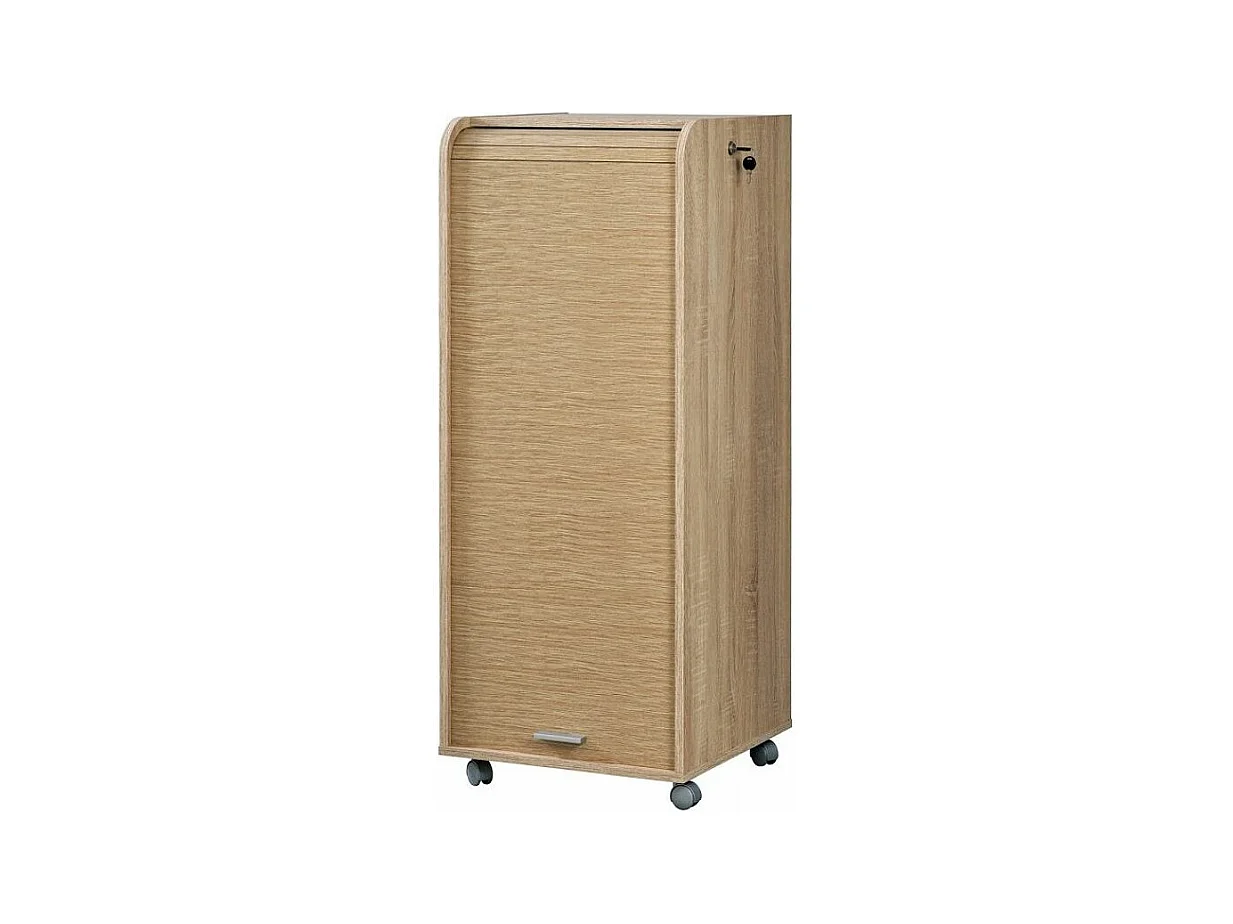 Grand caisson à rideau 3 tiroirs bois clair Orga 108cm