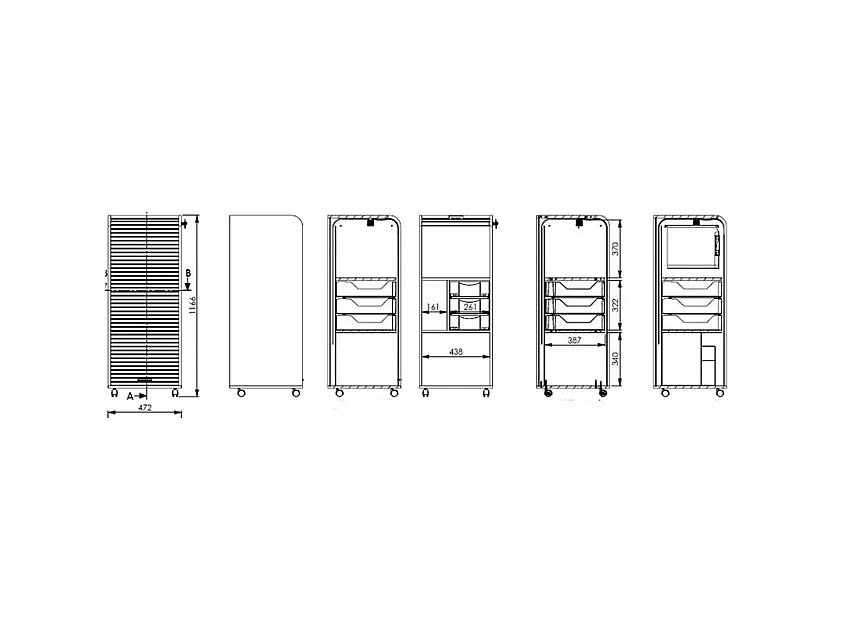 ORGA 110 cm licht eikenhouten bureaulade met schuifdeur – verrijdbaar meubelstuk met lades en archiefruimte-Facade Natuurlijke Bardolino