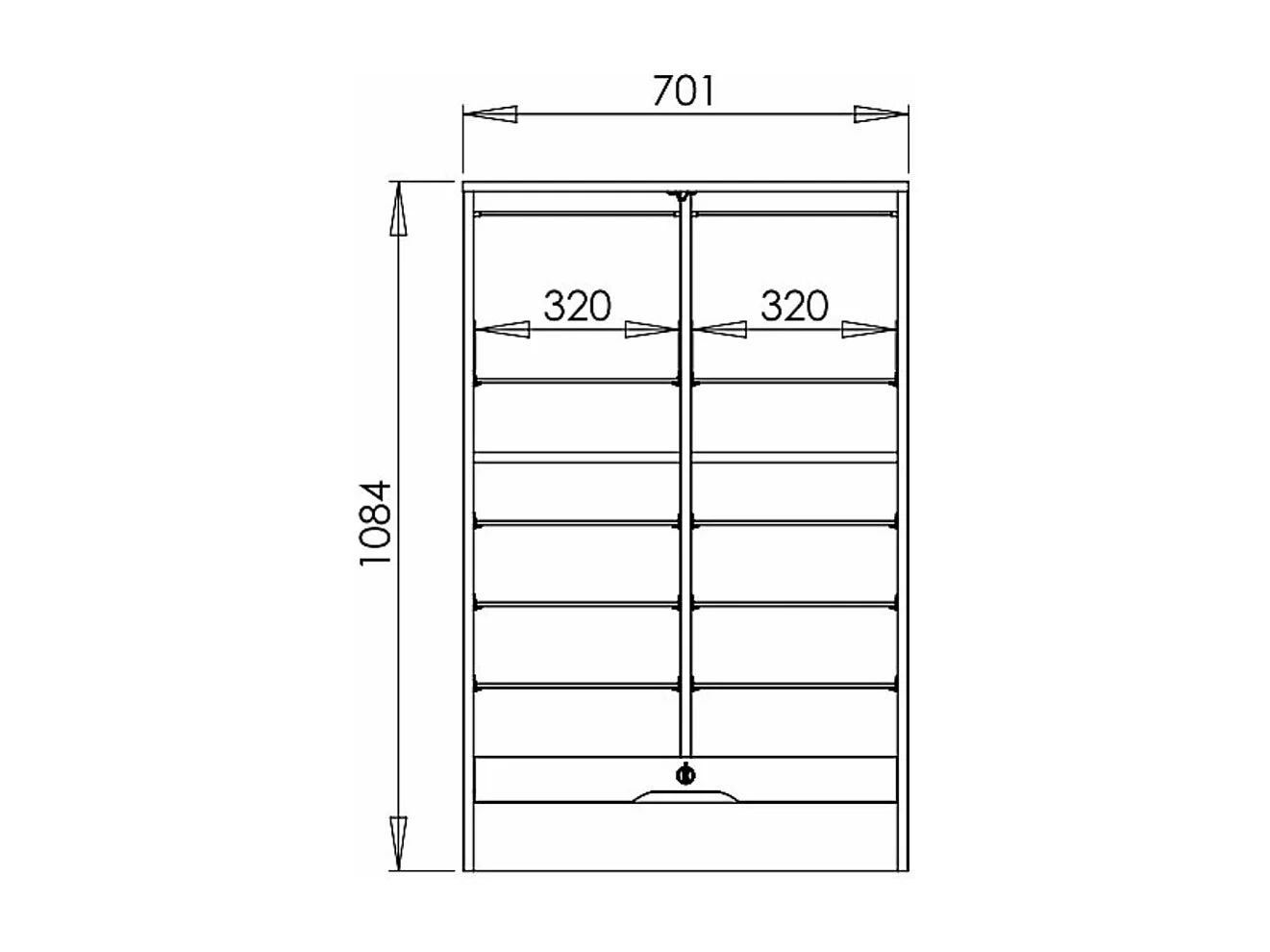 Classeur à rideau large hêtre Office 108cm