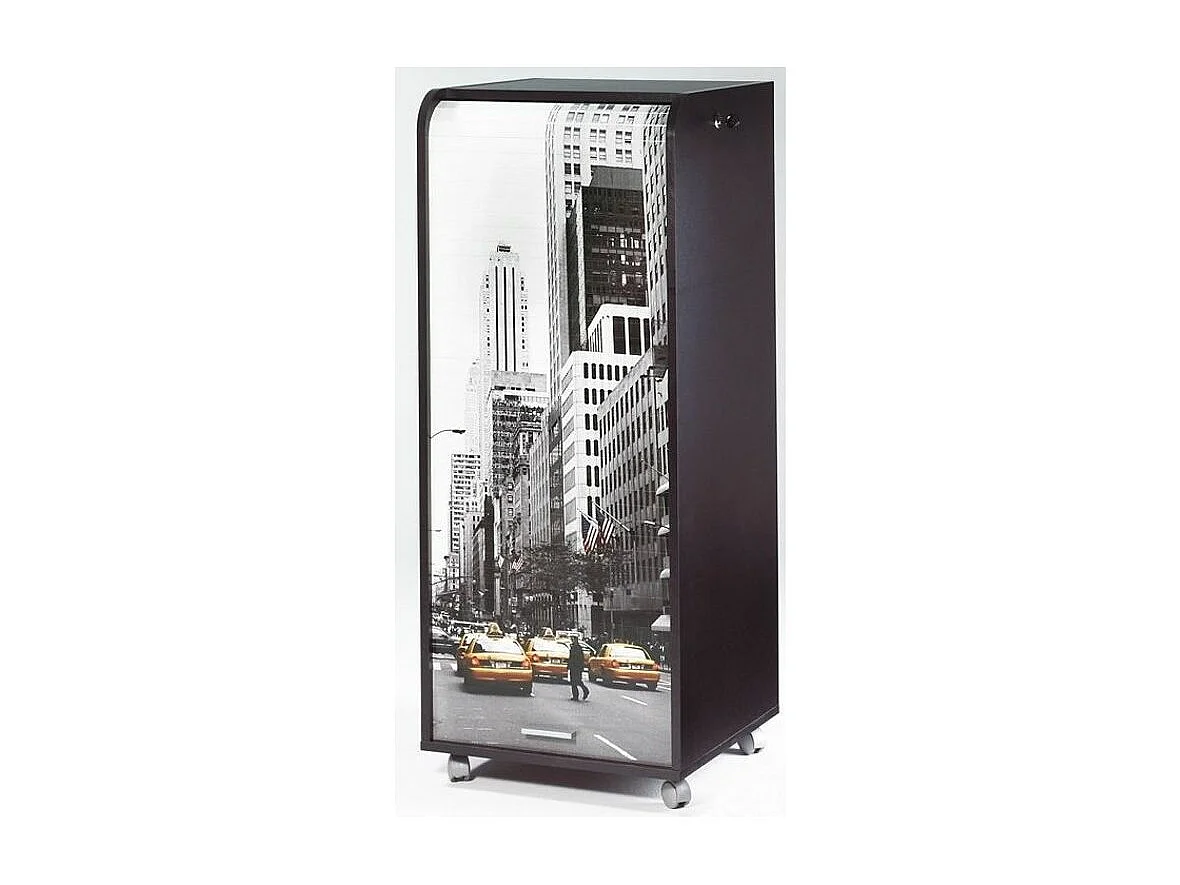 Grand caisson à rideau sur roulettes 3 tiroirs noir imprimé taxis jaunes Orga 108cm