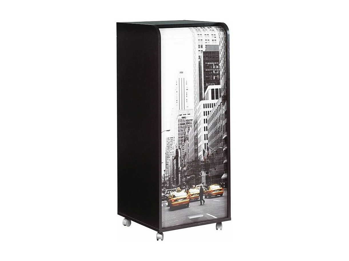 Grote gordijnkast op wielen 3 zwarte lades met gele taxi print Orga 108 cm