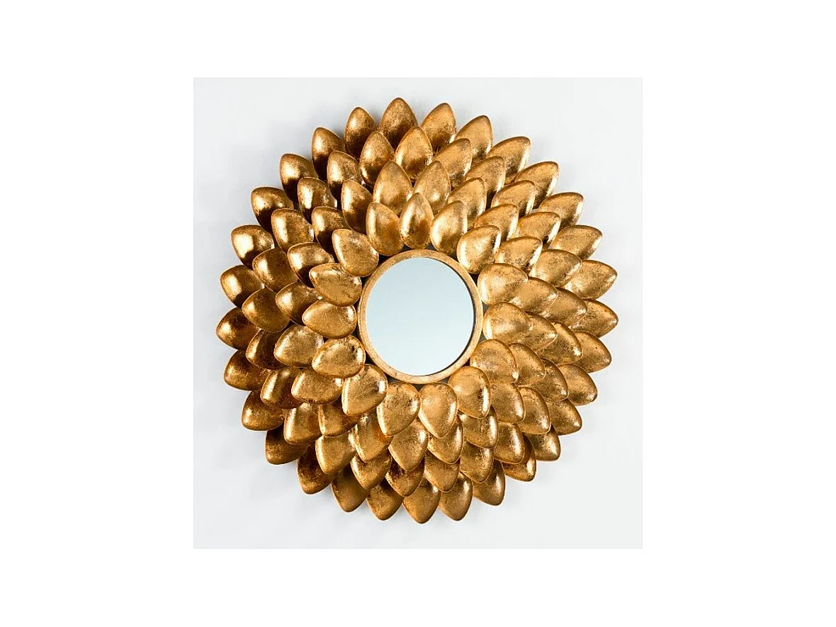 Miroir mural rond métal doré et verre Cailly D 73cm