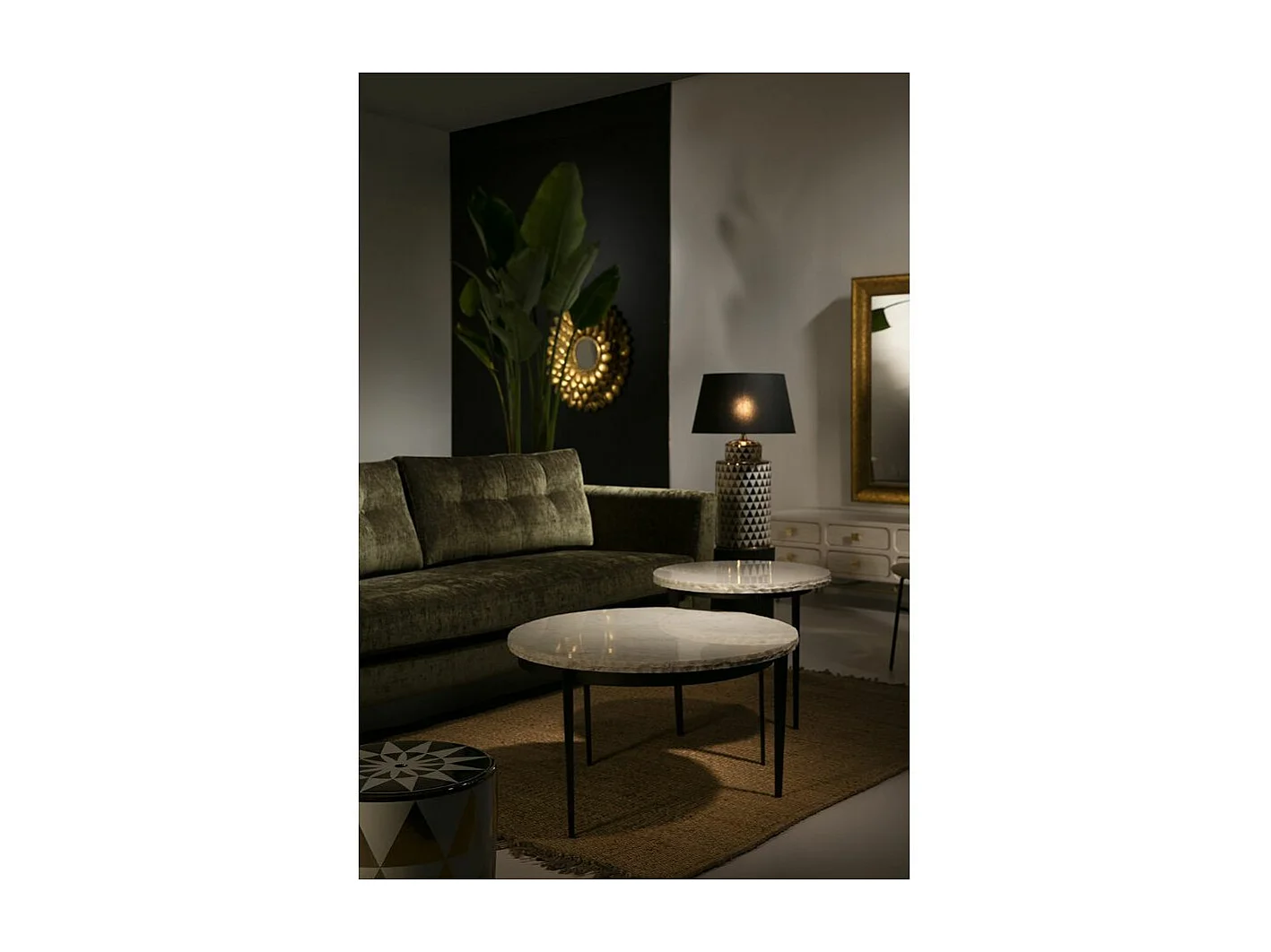 Ronde wandspiegel in goud metaal en glas Cailly D 73 cm