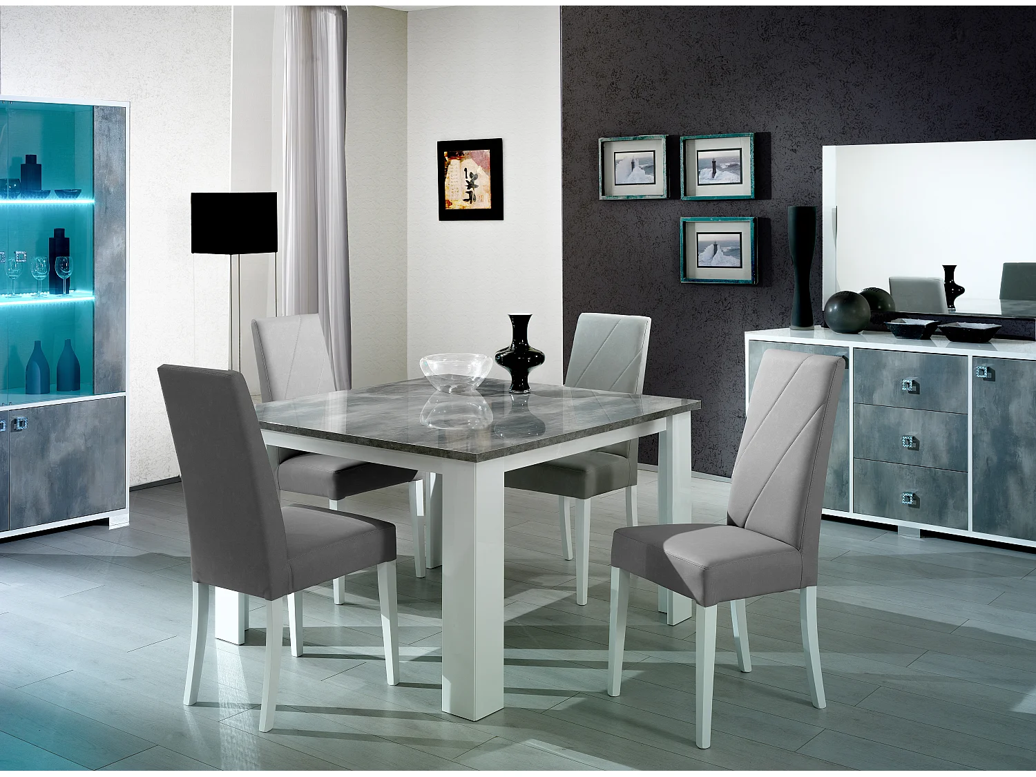 Miroir mural moderne bois brillant blanc Sting 130cm