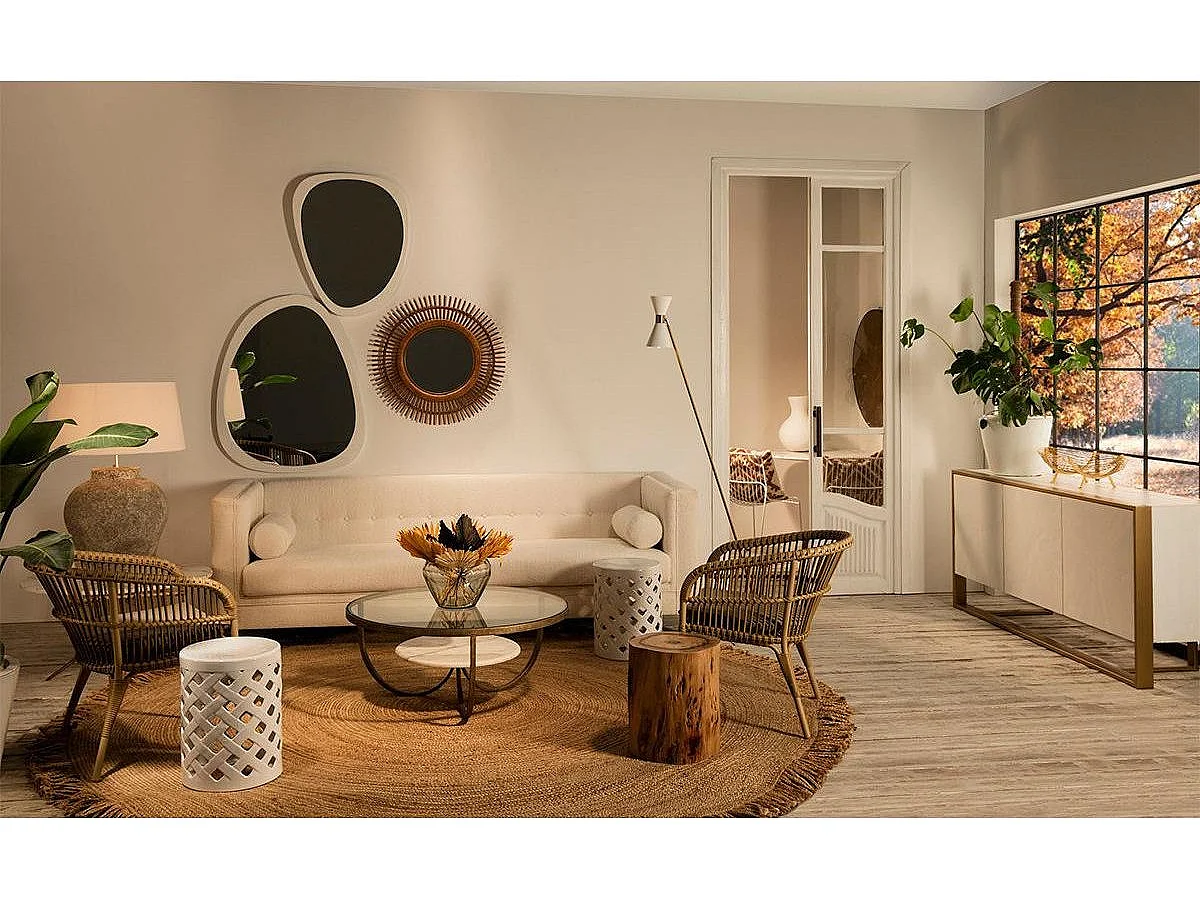 Ovale wit houten wandspiegel Zwart