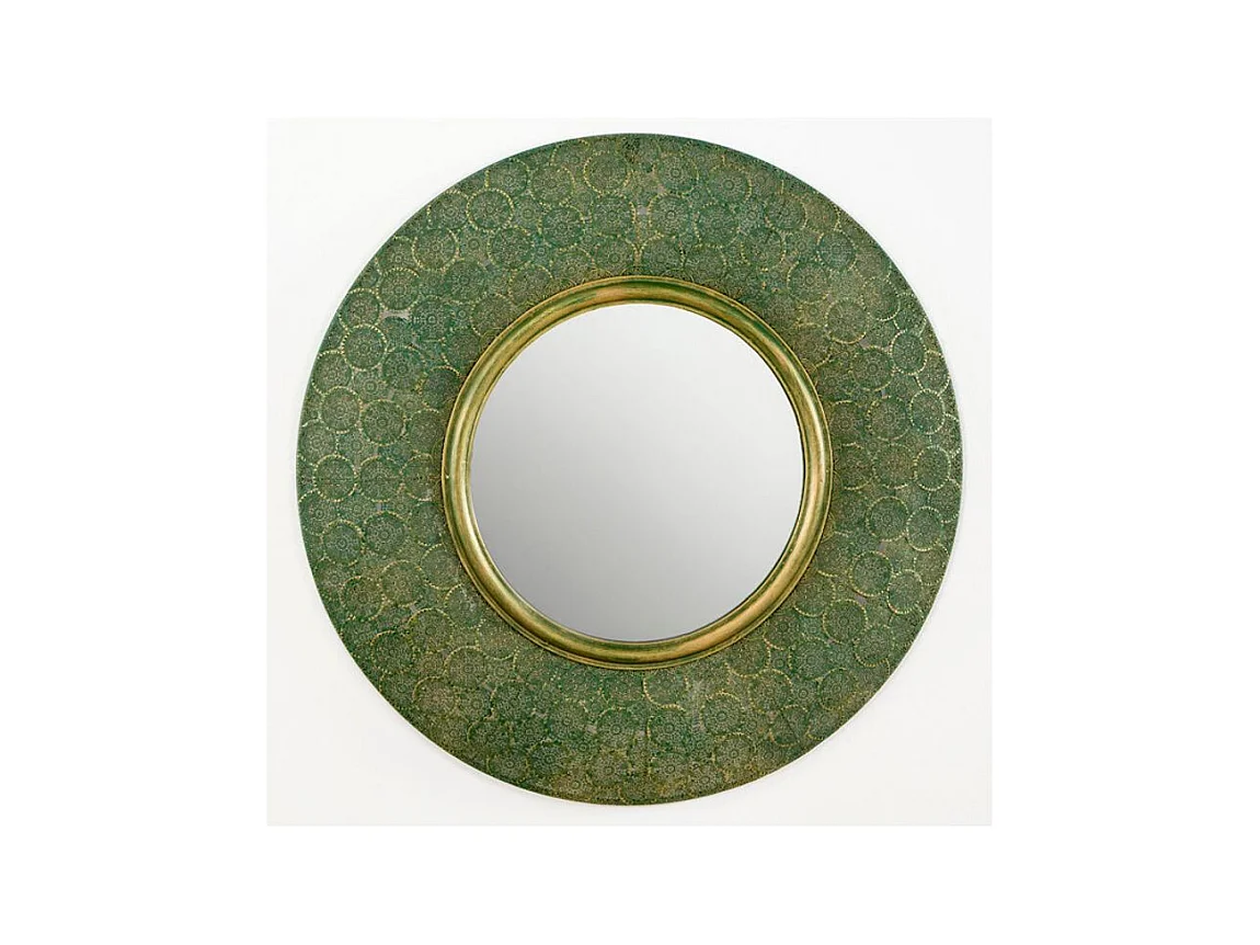 Miroir mural rond métal vert et doré Canva