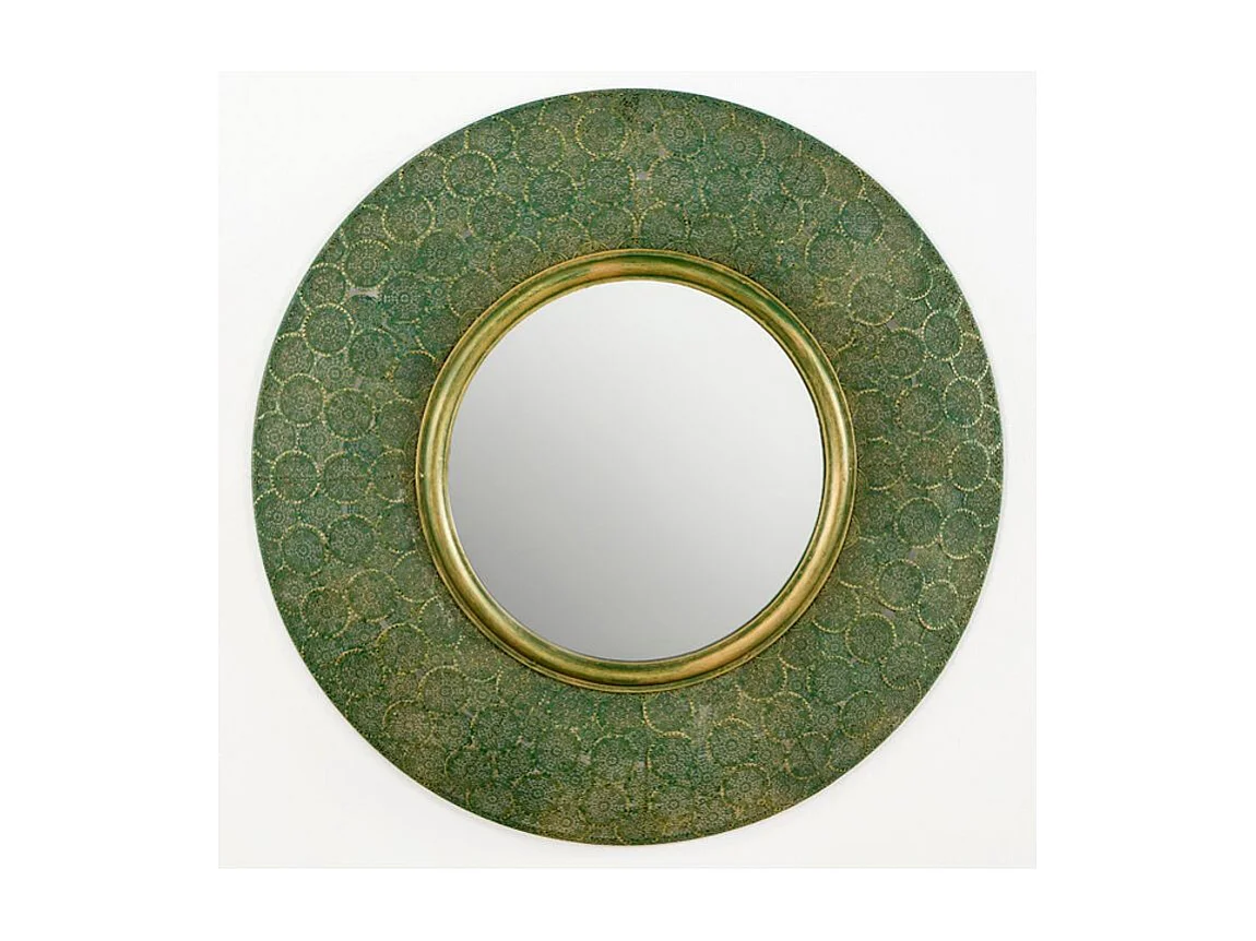 Miroir mural rond métal vert et doré Canva