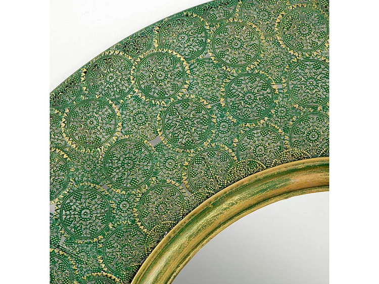 Miroir mural rond métal vert et doré Canva