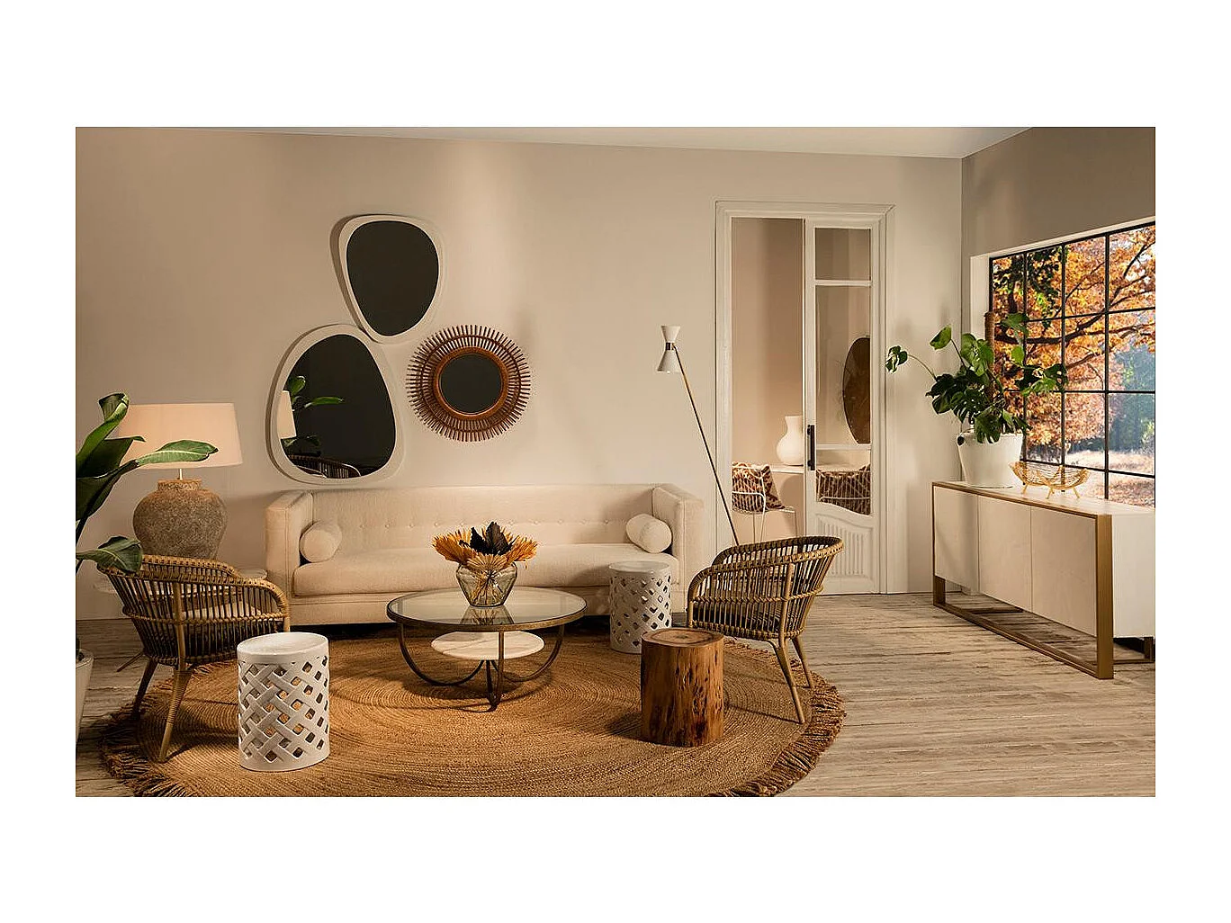 Miroir mural ovale bois blanc Blac L 81cm