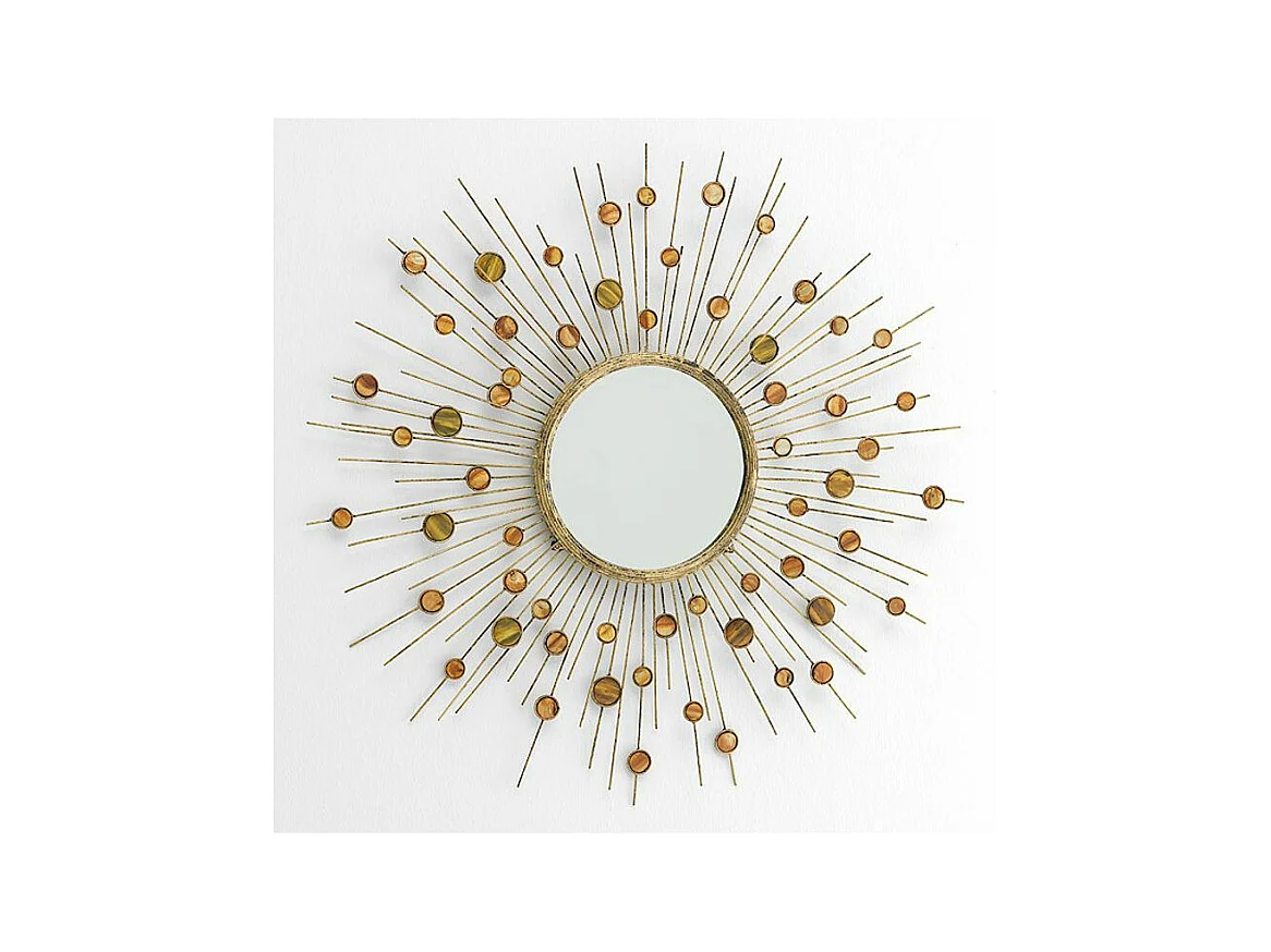 Miroir mural rond métal doré nacré Roxane