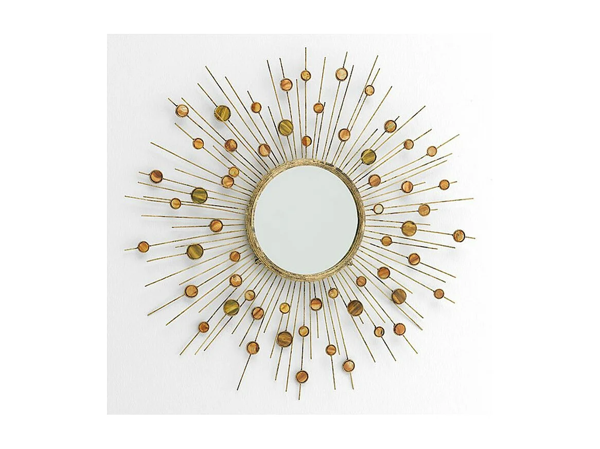 Roxane ronde parelmoer gouden metalen wandspiegel