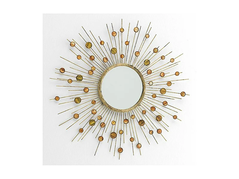 Miroir mural rond métal doré nacré Roxane