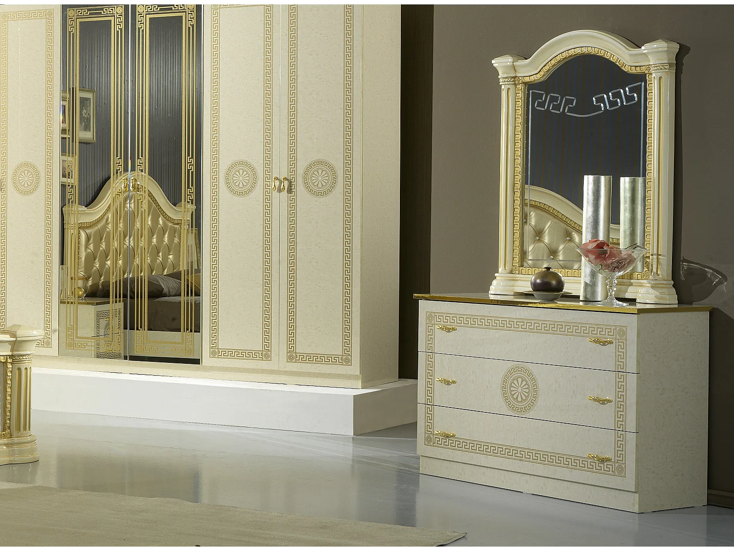 Miroir mural laqué beige Savana 94cm