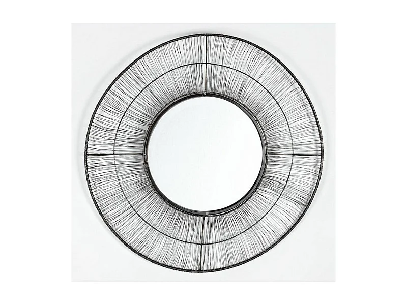 Miroir mural rond métal noir vieilli Roxy