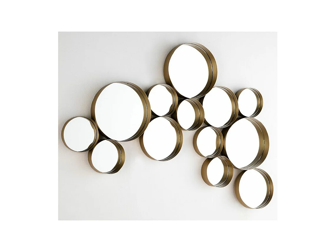 Miroir mural 13 ronds métal doré Kaïra