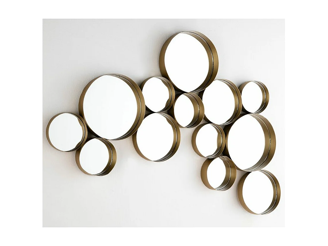 Miroir mural 13 ronds métal doré Kaïra