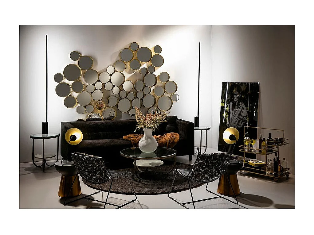 Miroir mural 13 ronds métal doré Kaïra