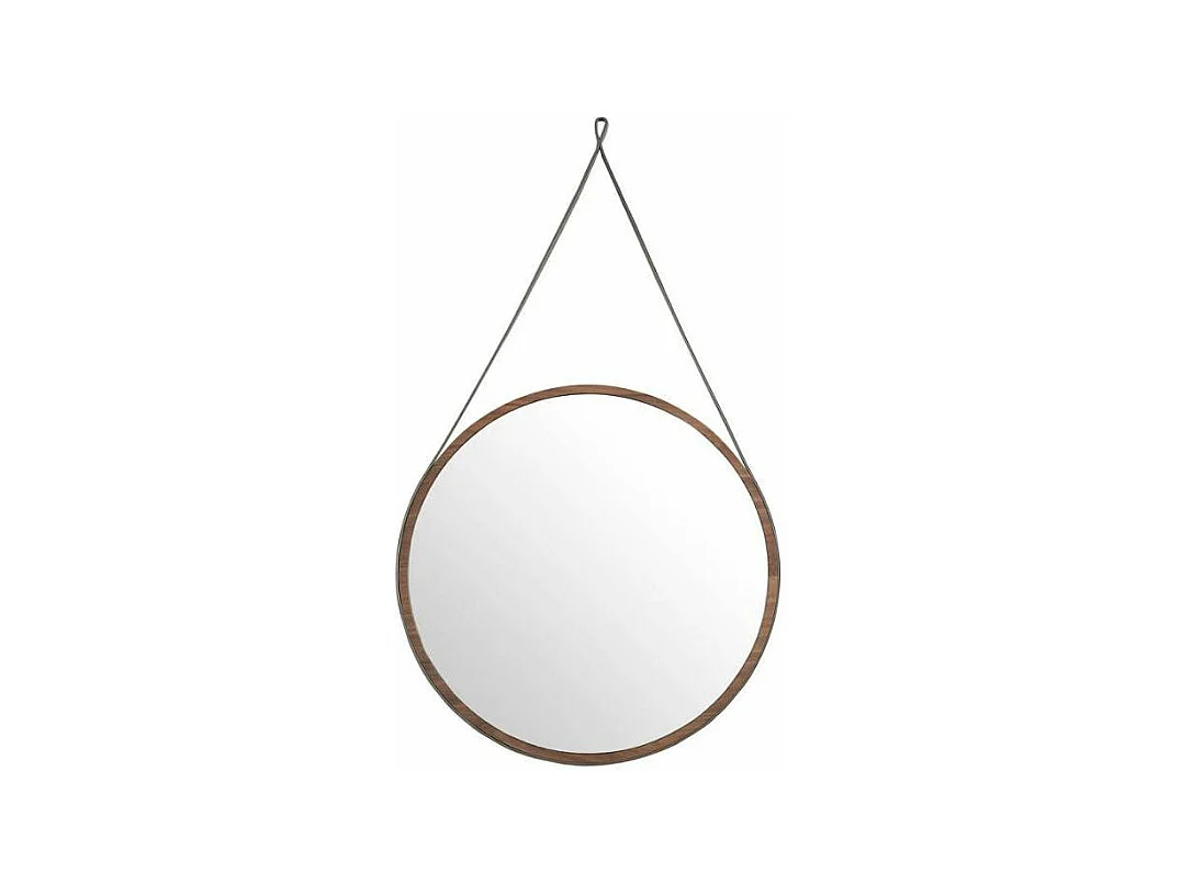 Miroir mural ronde bois plaqué noyer Roka